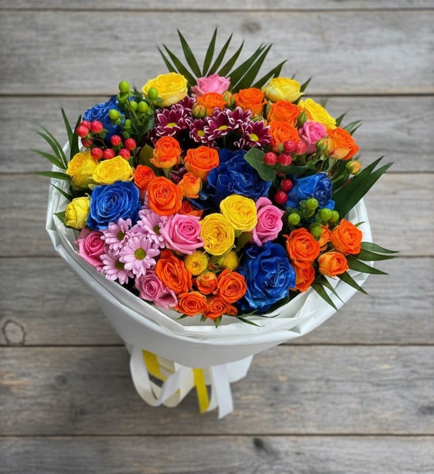 Букет цветов из: Розы и Хризантемы в Шкуропатове