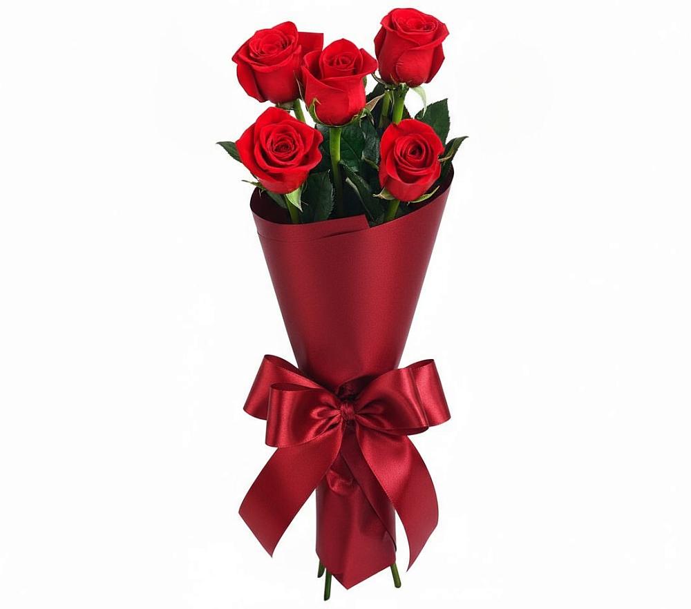 Букет 5 Красных роз Эдлесс Лав в Шкуропатове