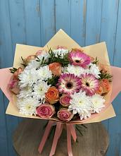 Букет цветов из:  Розы, Герберы и Хризантемы в Шкуропатове