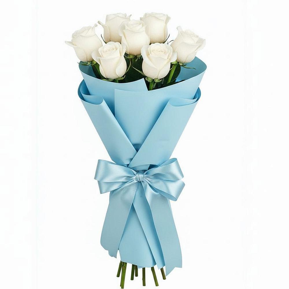 Букет 7 белых роз Проуд в Шкуропатове