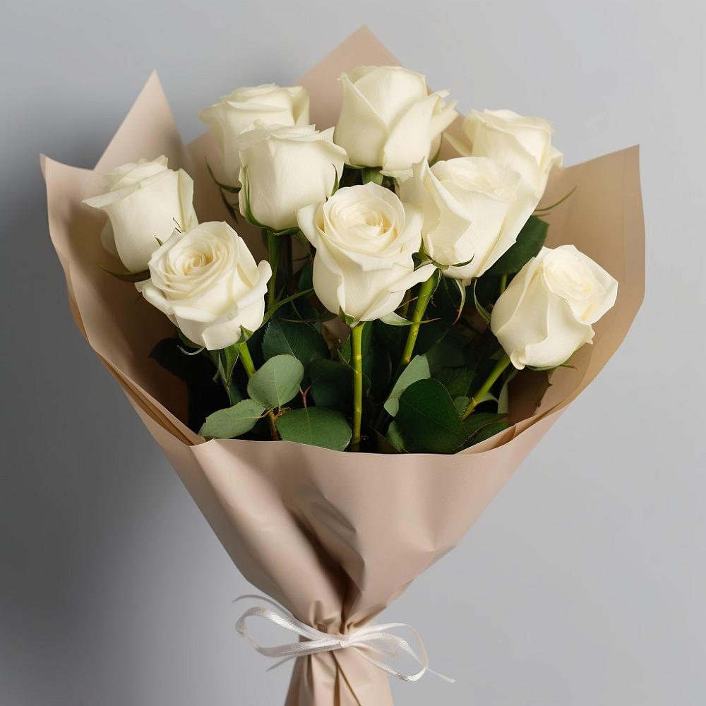 Букет 9 Белых роз Эдлесс Лав в Шкуропатове