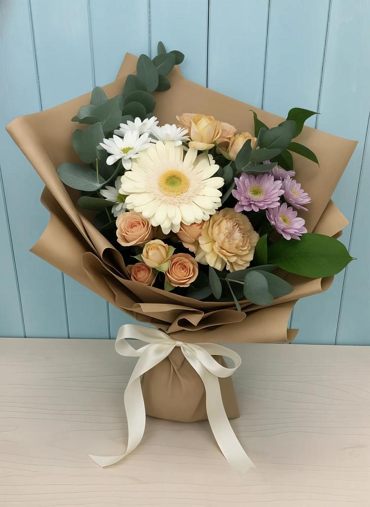 Букет цветов из: Герберы и Хризантемы в Шкуропатове
