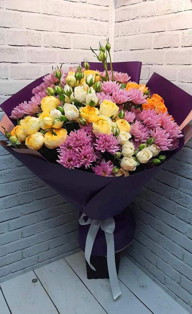 Букет цветов из: Хризантемы и Розы в Шкуропатове