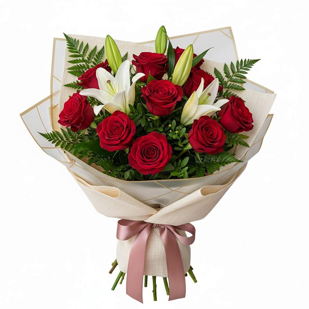 Букет цветов из: Лилии и Розы в Шкуропатове