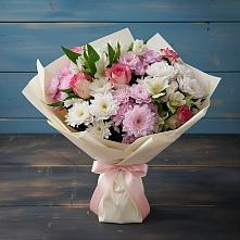 Букет цветов из:  Хризантемы, Альстромерии и Розы в Шкуропатове