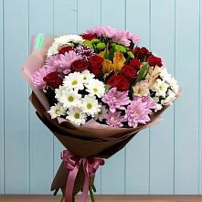 Букет цветов из:  Розы, Хризантемы и Альстромерии в Шкуропатове