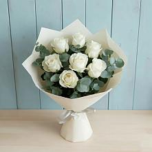Букет Белые розы в Эвкалипте в Шкуропатове